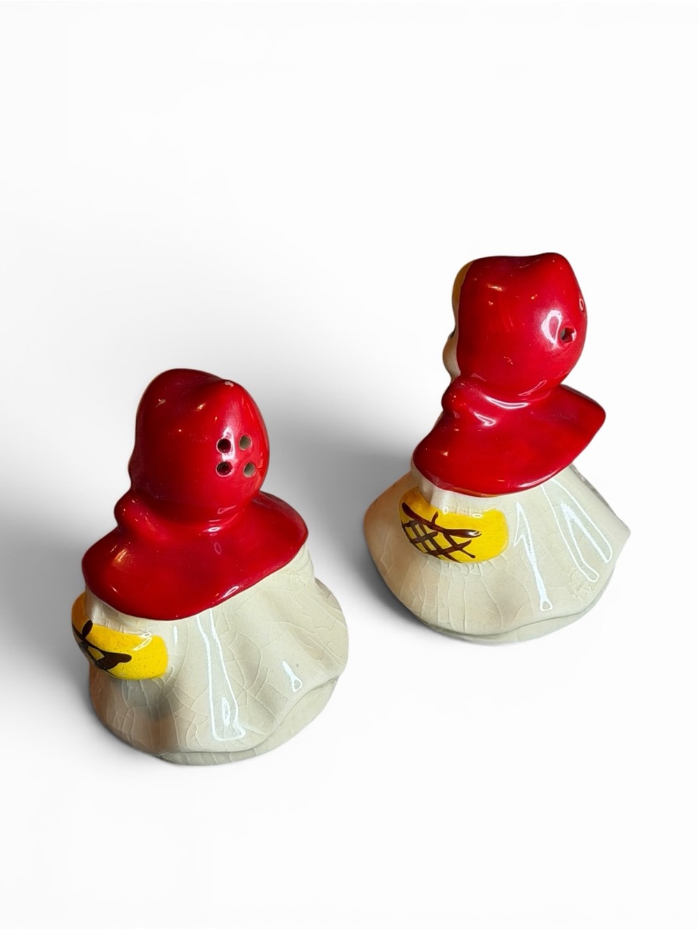 Vintage Red Hood Salt and Pepper Shakers - Floral Ceramic Set - Picture 3 of 6
